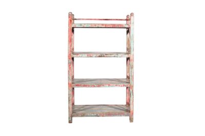 Antique Indian Teak Wood Kitchen Storage Pan Rack
