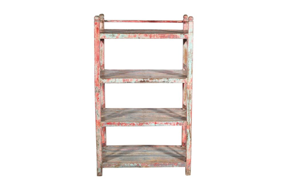 Antique Indian Teak Wood Kitchen Storage Pan Rack - Image 2