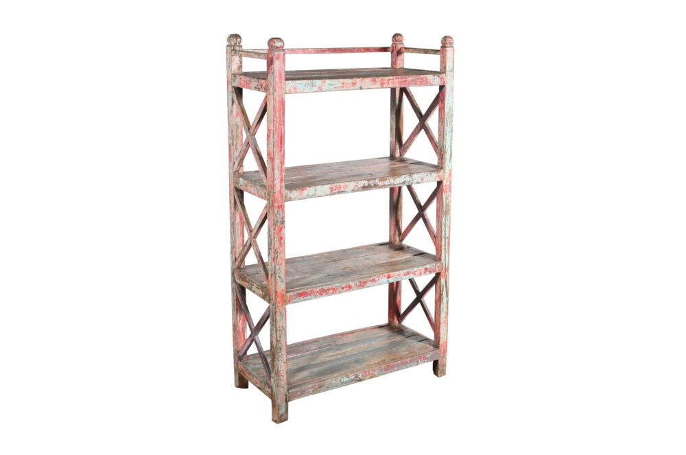 Antique Indian Teak Wood Kitchen Storage Pan Rack - Image 3
