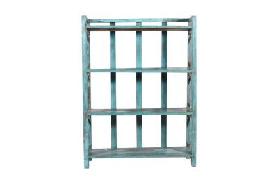 Antique Indian Painted Teak Wood Kitchen Or Bedroom Display Storage Rack