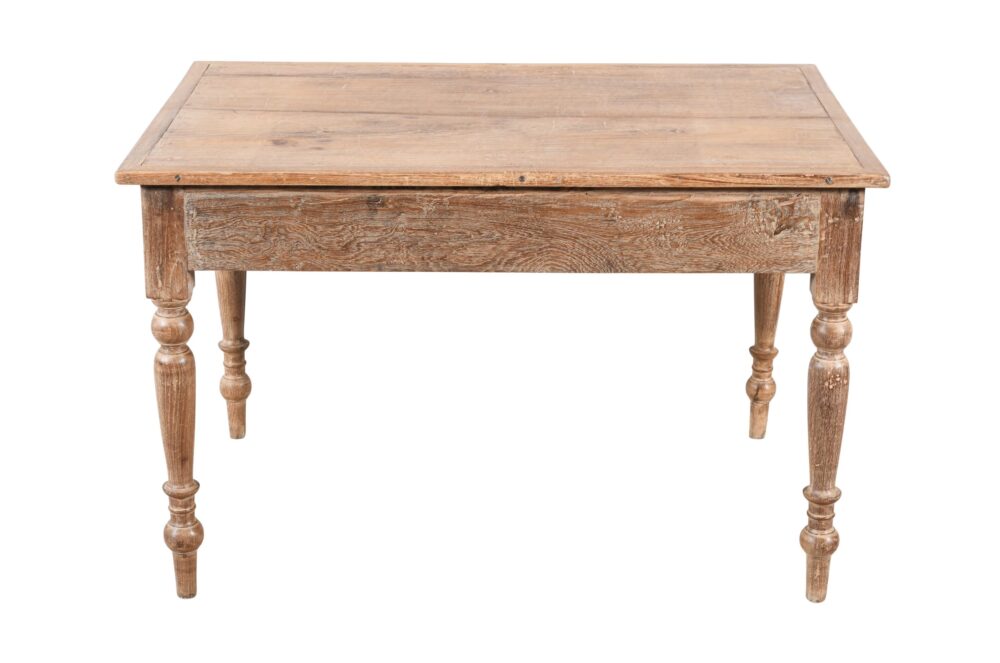 Antique Indian Teak Wood Lime Washed Kitchen Table - Image 2