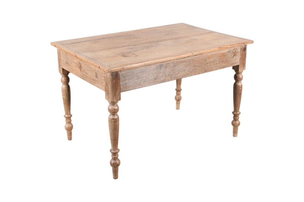 Antique Indian Teak Wood Lime Washed Kitchen Table - Image 3