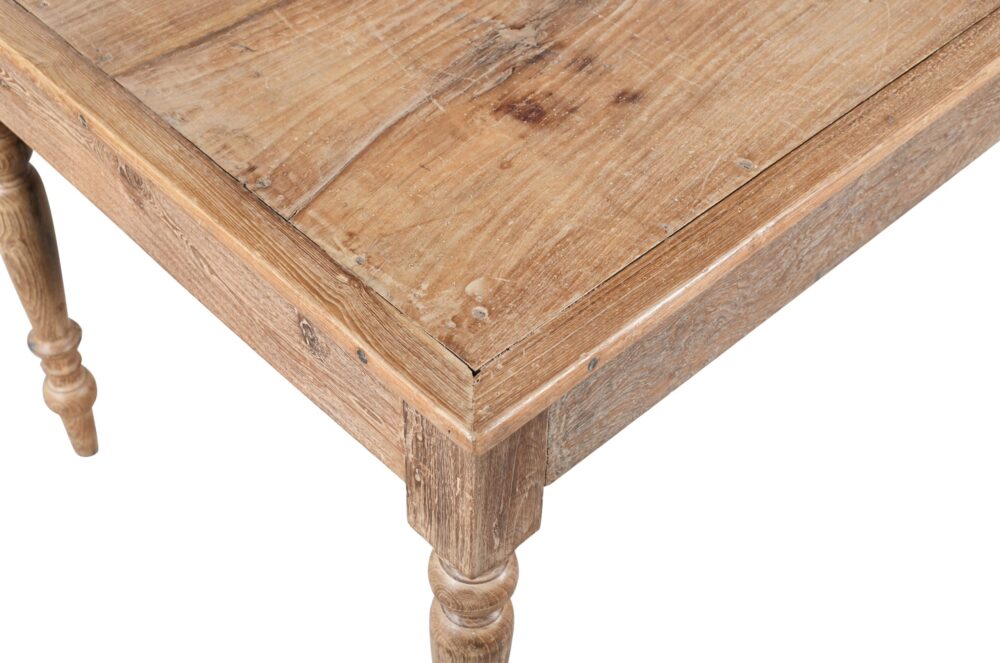 Antique Indian Teak Wood Lime Washed Kitchen Table - Image 4