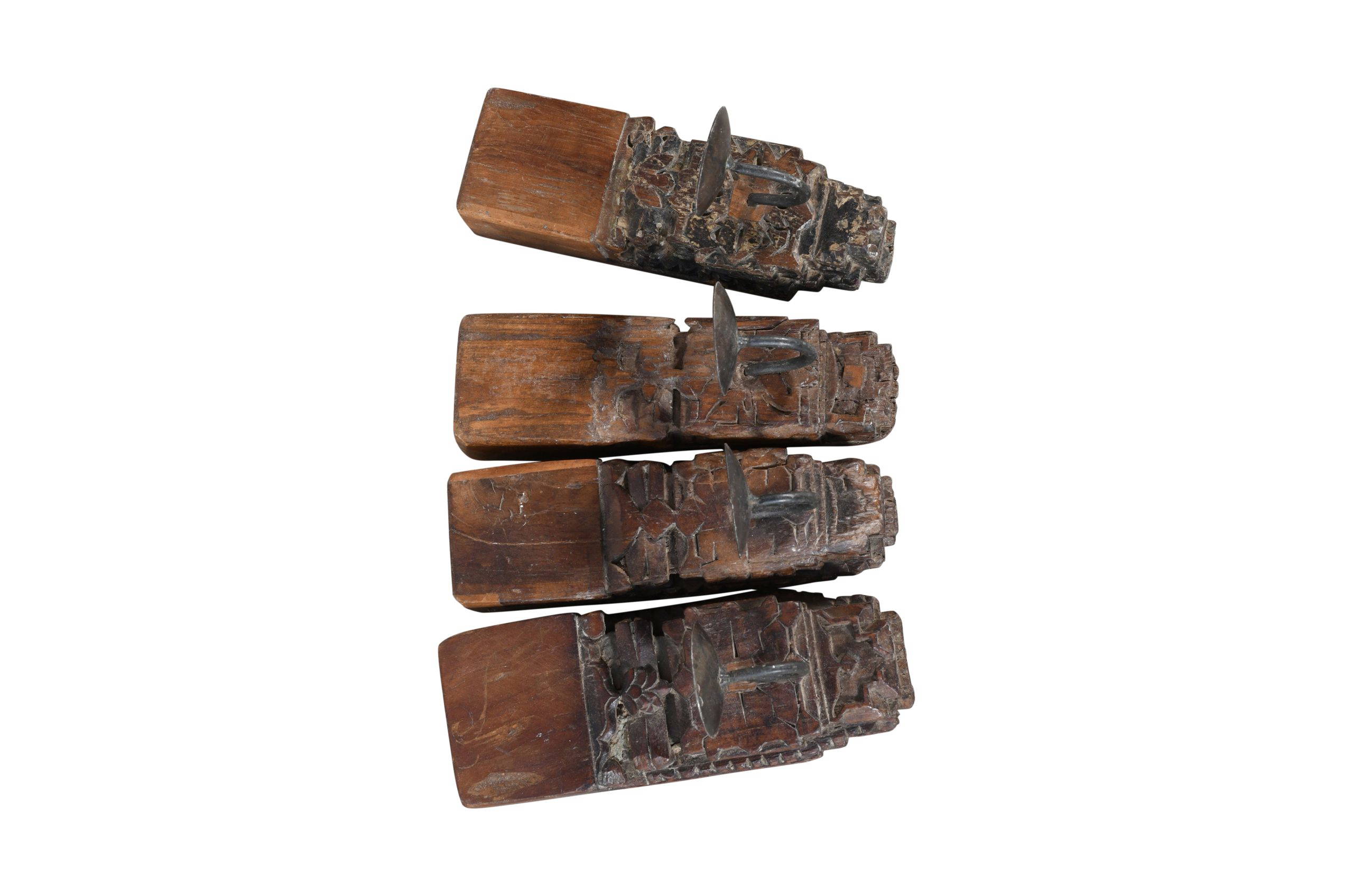 Vintage Indian Reclaimed Teak Wood Wall Mounted Candle Holders - Image 4