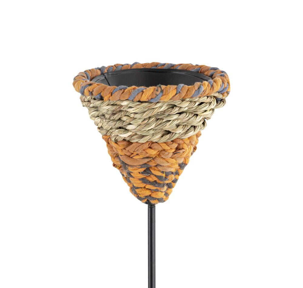 Munja And Reclaimed Sari Fabric Iron Stake Bird Feeder - Image 3