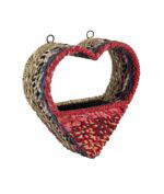 Munja And Reclaimed Sari Fabric Heart Wall Bird Feeder