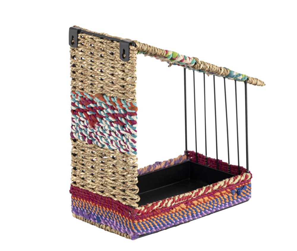 Munja And Reclaimed Sari Fabric House Wall Bird Feeder - Medium - Image 2