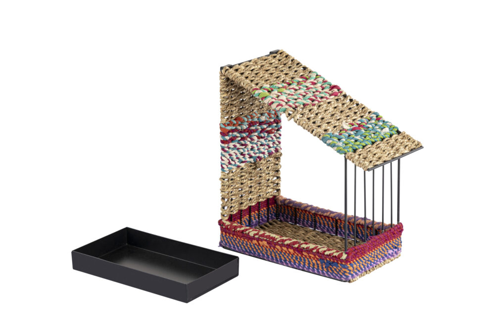 Munja And Reclaimed Sari Fabric House Wall Bird Feeder - Medium - Image 3