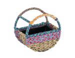 Munja And Reclaimed Sari Fabric Circular  Wall Bird Feeder - Large