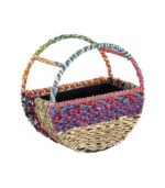 Munja And Reclaimed Sari Fabric Circular  Wall Feeder - Medium
