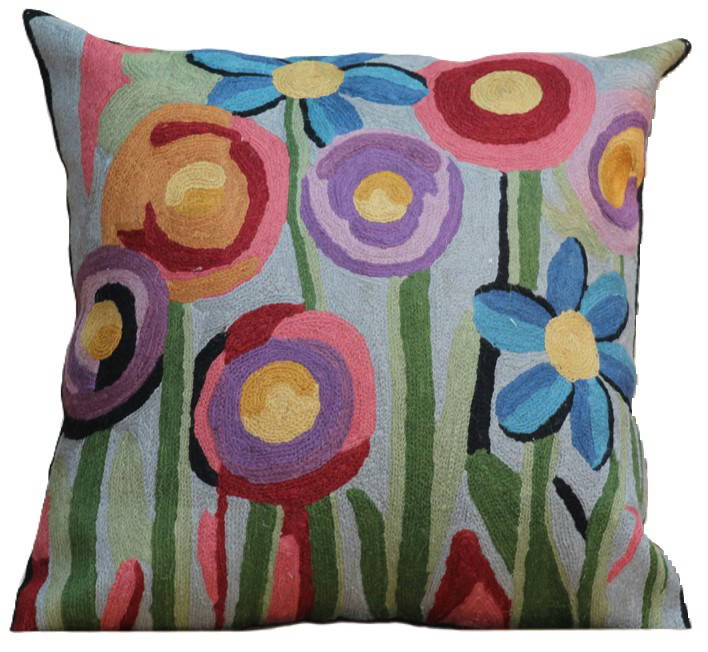 Embroidered Cushion Cover With Poly Fiber Filler