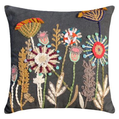 Embroidered Cushion Cover With Poly Fiber Filler
