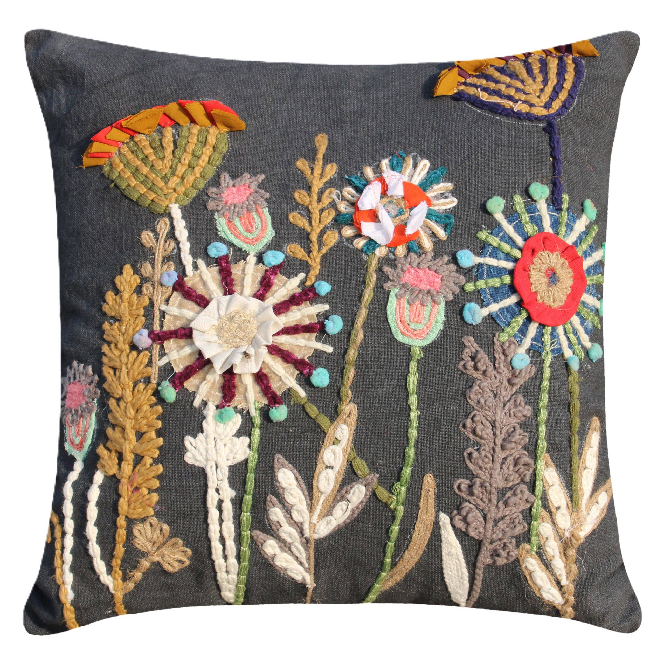 Embroidered Cushion Cover With Poly Fiber Filler