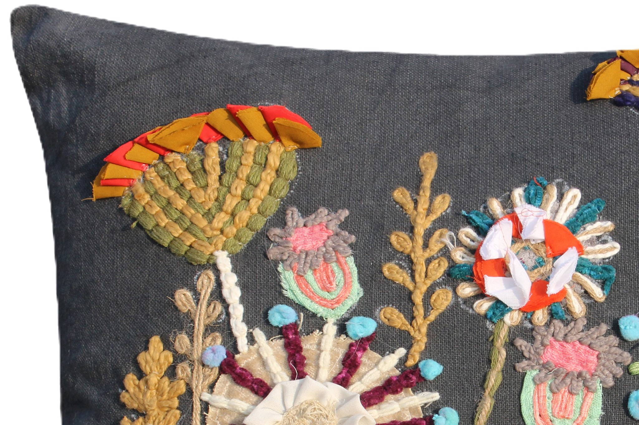 Embroidered Cushion Cover With Poly Fiber Filler - Image 2
