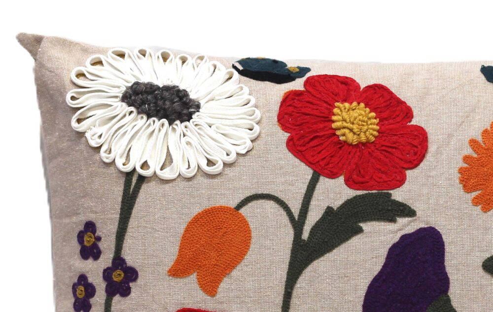 Embroidered Cushion Cover With Poly Fiber Filler - Image 2