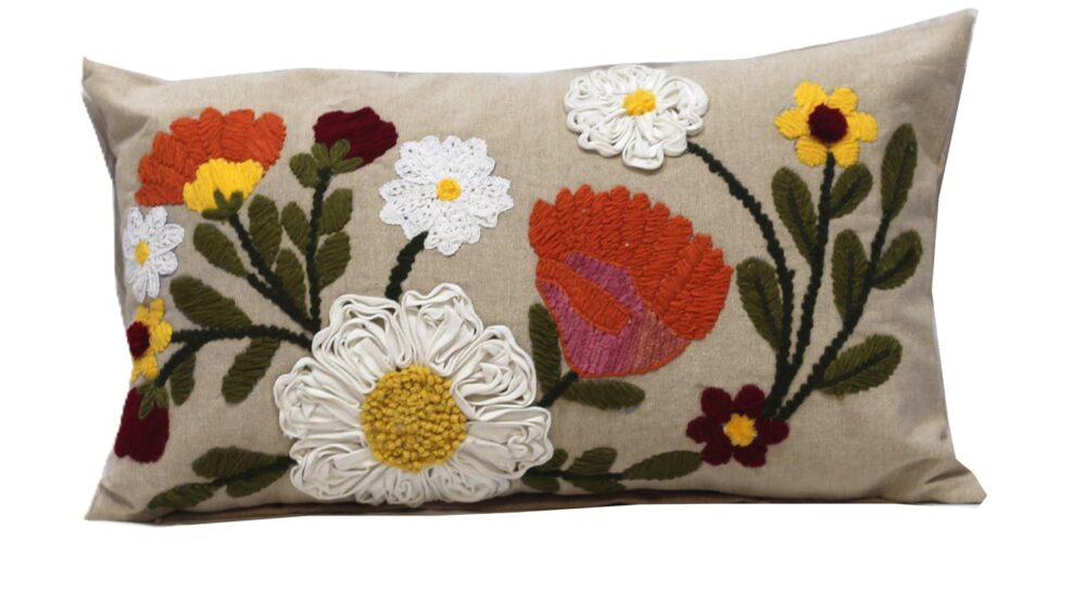 Embroidered Cushion Cover With Poly Fiber Filler