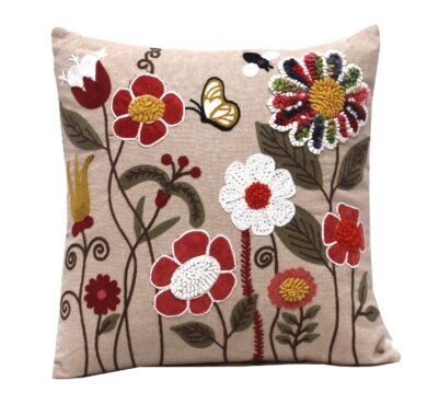 Embroidered Cushion Cover With Poly Fiber Filler