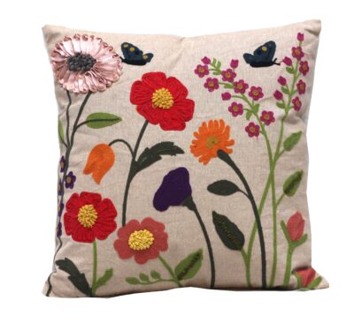 Embroidered Cushion Cover With Poly Fiber Filler
