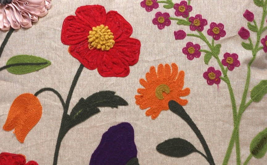 Embroidered Cushion Cover With Poly Fiber Filler - Image 2