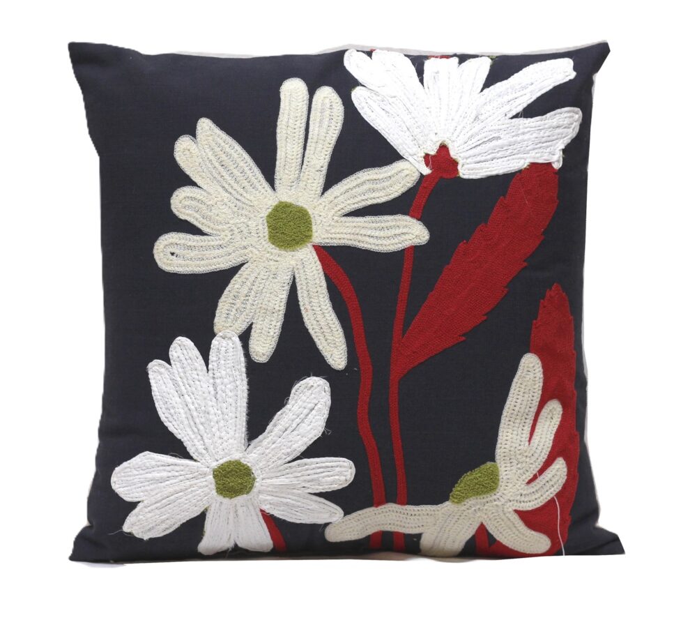 Embroidered Cushion Cover With Poly Fiber Filler