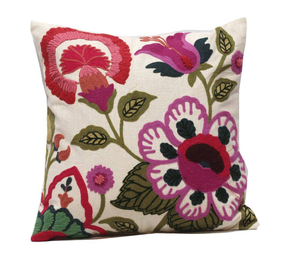 Embroidered Cushion Cover With Poly Fiber Filler