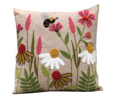 Embroidered Cushion Cover With Poly Fiber Filler