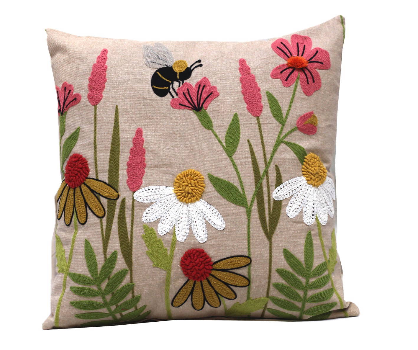 Embroidered Cushion Cover With Poly Fiber Filler