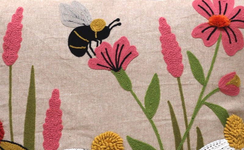 Embroidered Cushion Cover With Poly Fiber Filler - Image 2