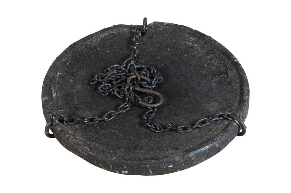 Vintage Indian Stone Serving Dishes On Iron Chain - Image 2