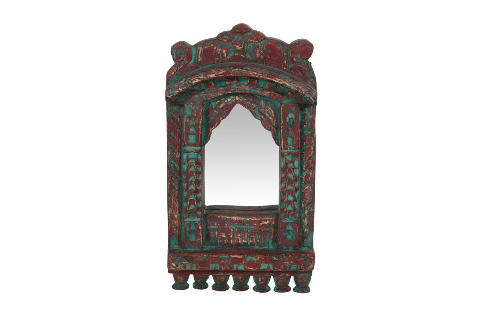 Vintage Indian Teak Wood Jharokha Mirror Made From Reclaimed Wood
