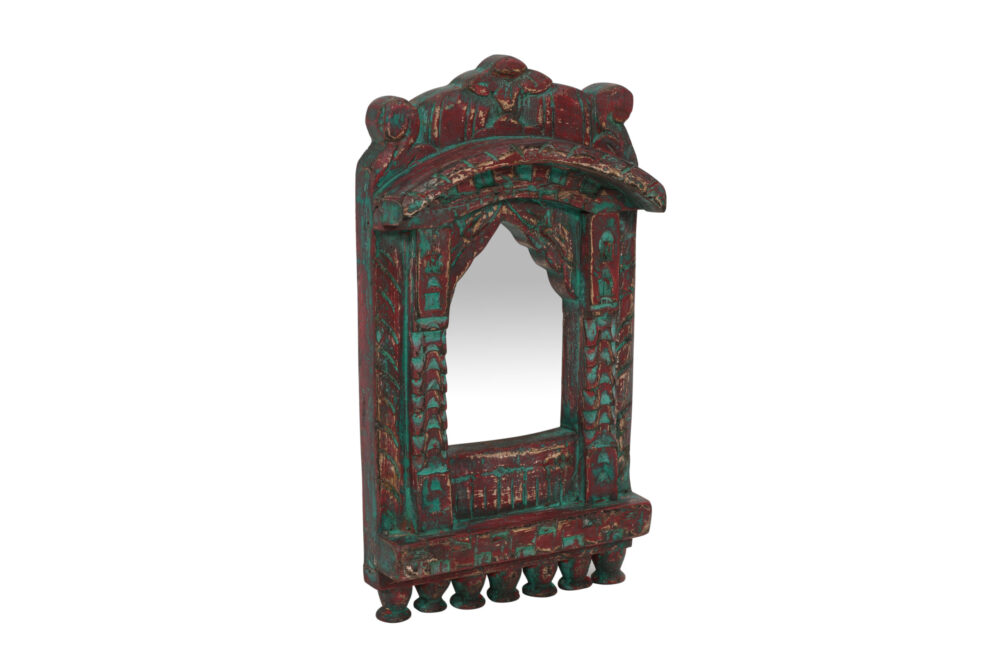 Vintage Indian Teak Wood Jharokha Mirror Made From Reclaimed Wood - Image 2