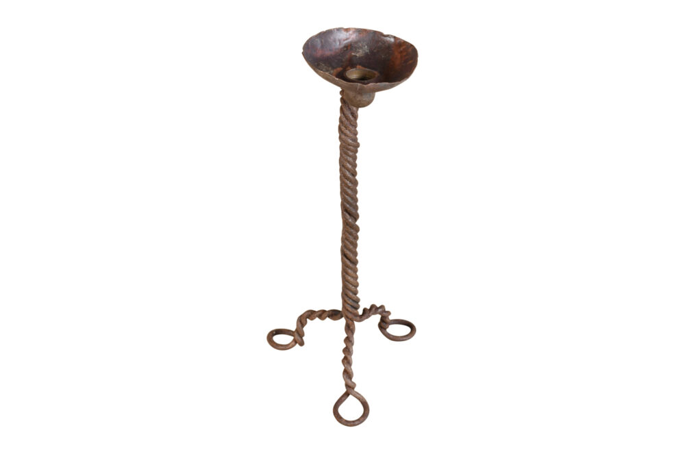 Vintage Reclaimed Indian Iron Candle Holder - Image 2