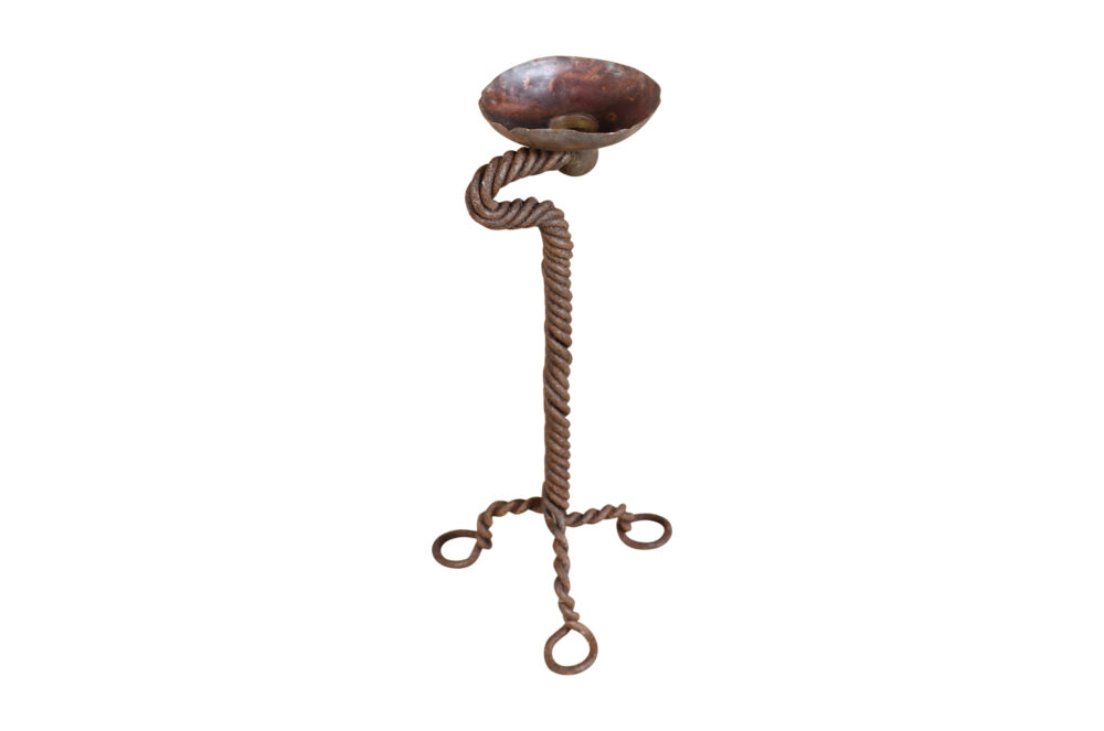 Vintage Reclaimed Indian Iron Candle Holder - Image 3