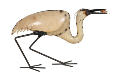 Handcrafted Iron Crane Garden Decoration - Natural Feeding Pose