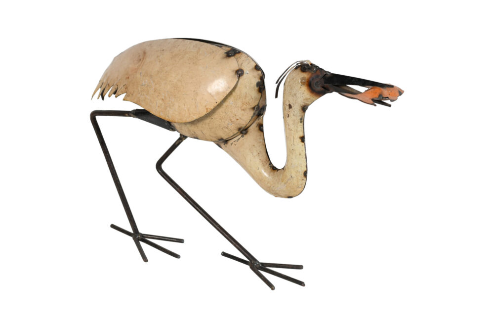 Handcrafted Iron Crane Garden Decoration - Natural Feeding Pose - Image 2
