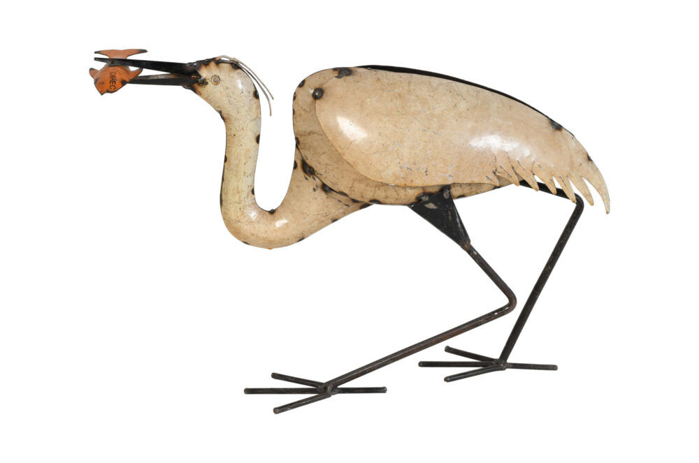 Handcrafted Iron Crane Garden Decoration - Natural Feeding Pose - Image 4