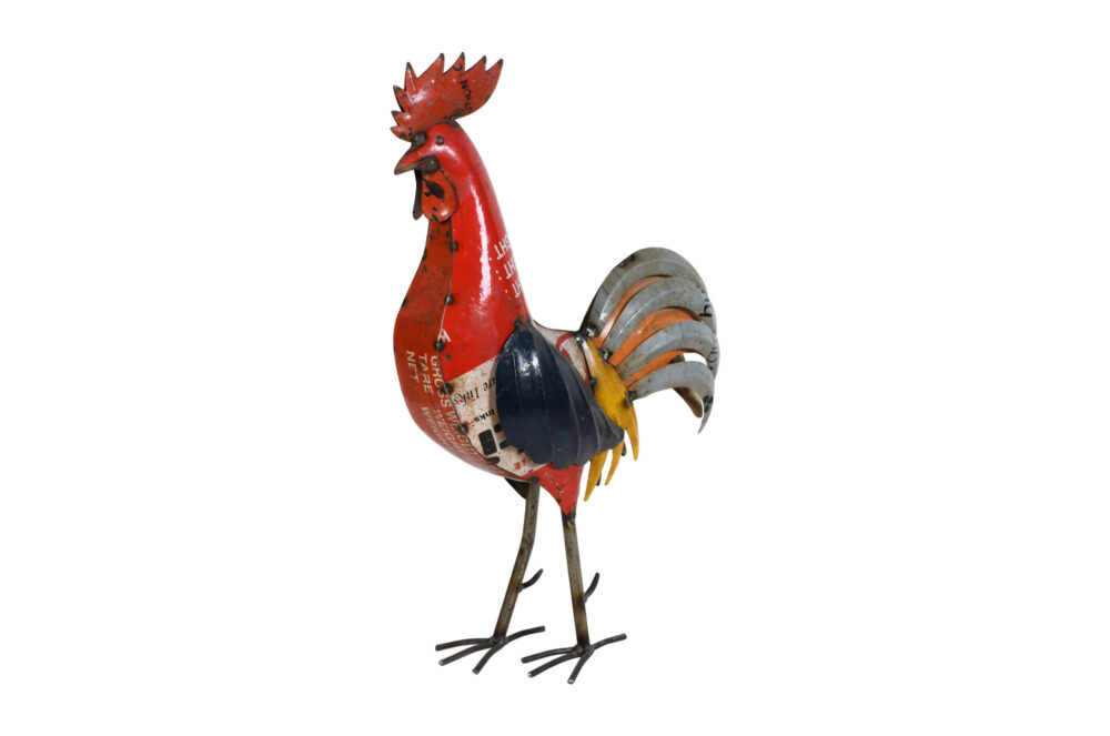 Recycled Iron Rooster Garden Decoration - Artisan-Made Rustic Figure - Image 2
