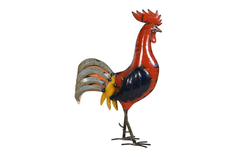 Recycled Iron Rooster Garden Decoration - Artisan-Made Rustic Figure - Image 3