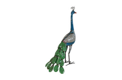 Recycled Iron Peacock Garden Decoration - Artisan-Made Rustic Figure