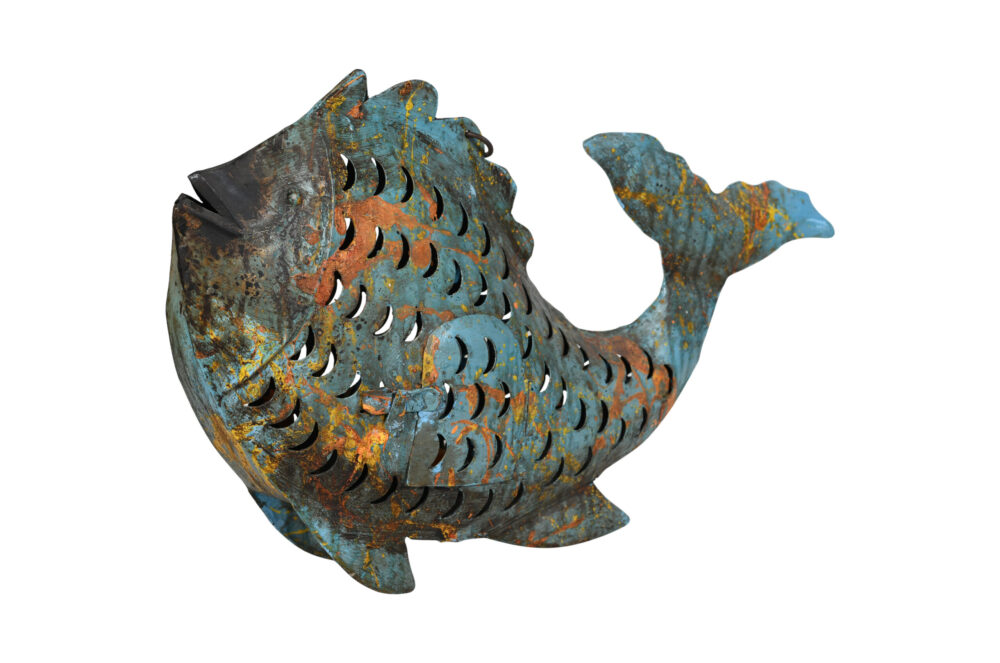 Metallic Koi Fish Hanging Lantern - Recycled Iron Garden Decoration - Image 5