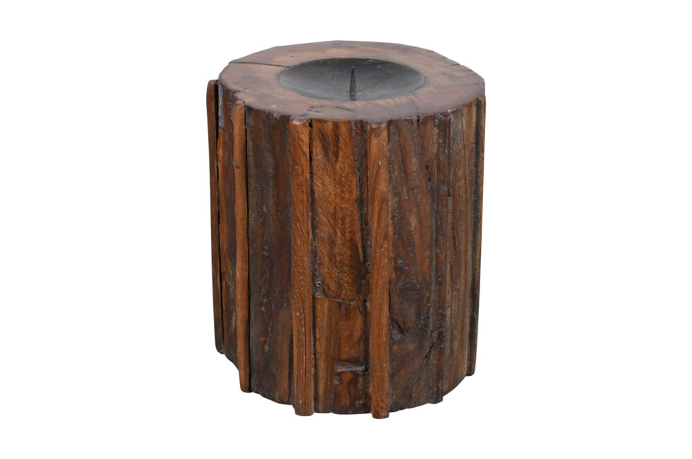 Antique Indian Painted Teak Wood Pillar Candle
