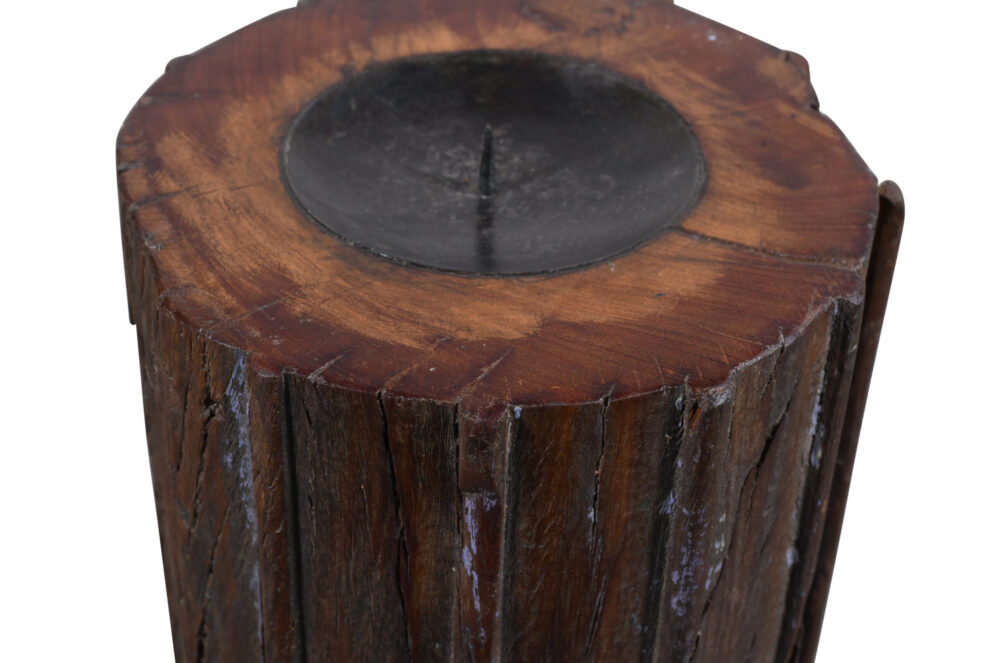 Antique Indian Painted Teak Wood Pillar Candle - Image 3