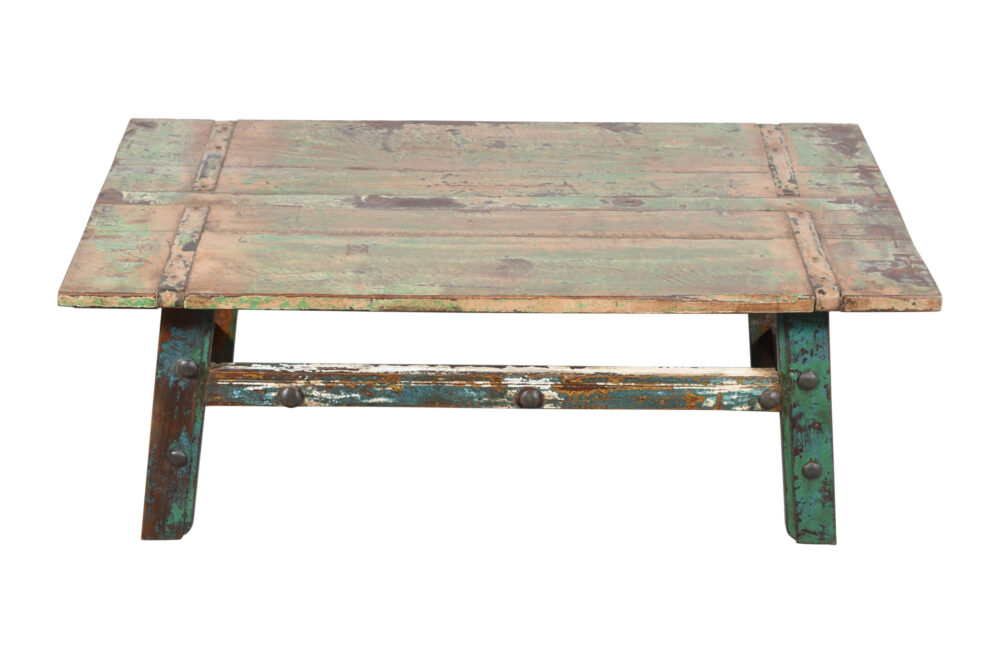 Antique Indian Painted Teak Wood Thakat Coffee Table - Image 3