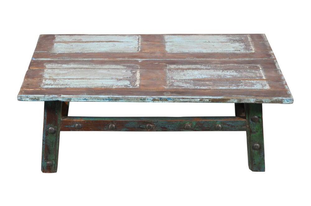 Antique Indian Painted Teak Wood Thakat Coffee Table - Image 3