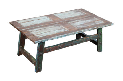 Antique Indian Painted Teak Wood Thakat Coffee Table