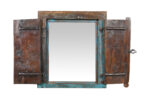 Fine Antique Indian Teak Wood Shutter Window Mirror
