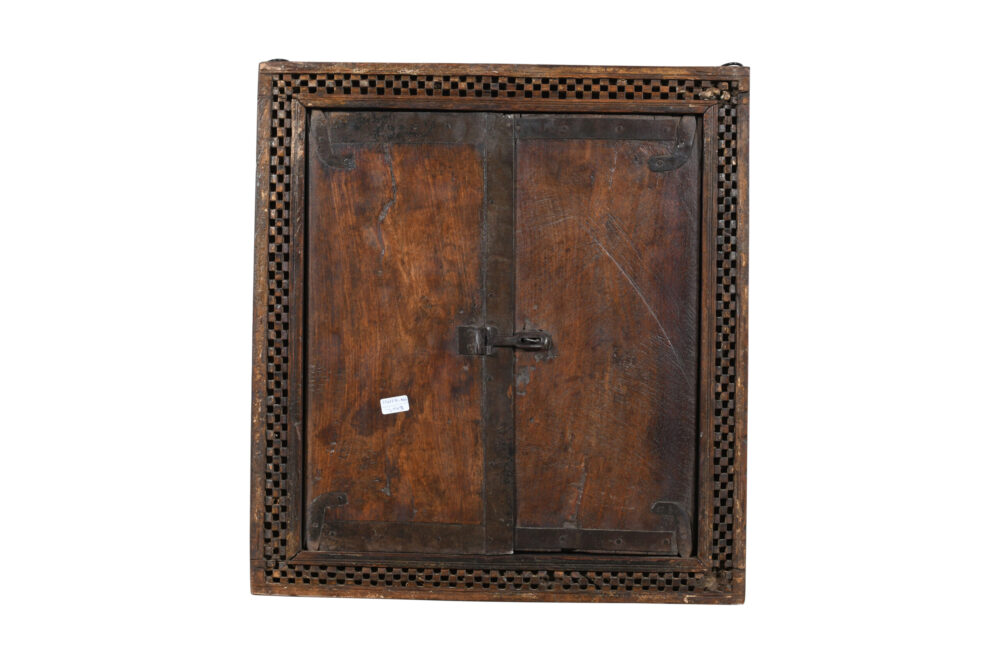 Fine Antique Indian Teak Wood Shutter Window Mirror - Image 3