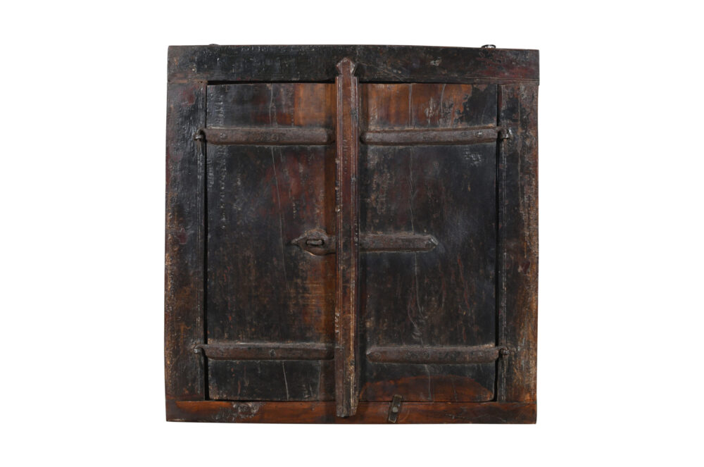Fine Antique Indian Teak Wood Shutter Window Mirror - Image 3