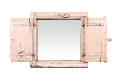 Fine Antique Indian Teak Wood Shutter Window Mirror
