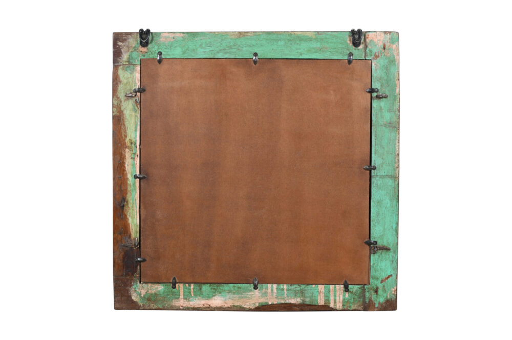 Fine Antique Indian Teak Wood Shutter Window Mirror - Image 3
